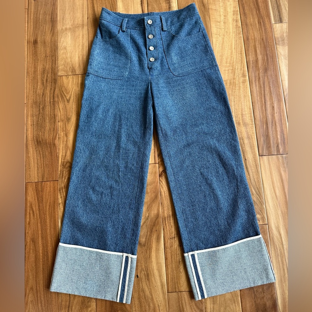 No.6 Wide-leg Cuffed Denim Jeans